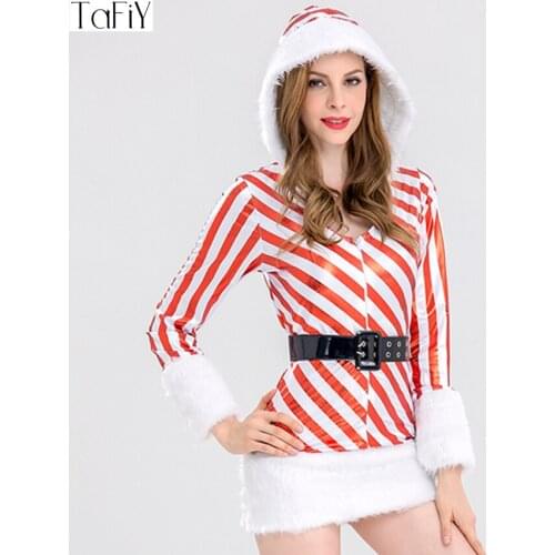 TaFiY Sexy Women Christmas Costumes Santa Claus For Adults Halloween Long Sleeve Cosplay Uniform For Christmas One Size