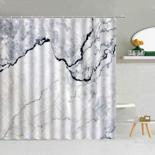Modern Marble Simplicity Artistic Stripes Shower Curtain Waterproof Polyester Fabric High Quality Bath Screen Decor With Hooks