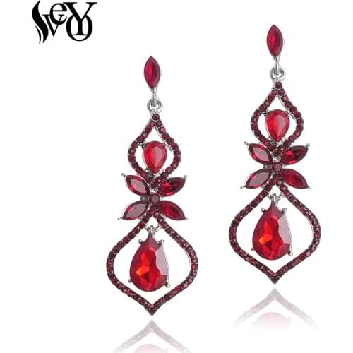 VEYO Vintage Hollow Crystal Rhinestone Drop Earrings Luxury Bridal Wedding Drop Earrings for Women Fashion Jewelry New Gift