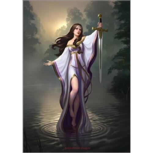 Counted Cross Stitch Kits Needlework Embroidery - Crafts 14 ct Aida DMC Color DIY Arts Handmade Home Decor - Lady of the Lake