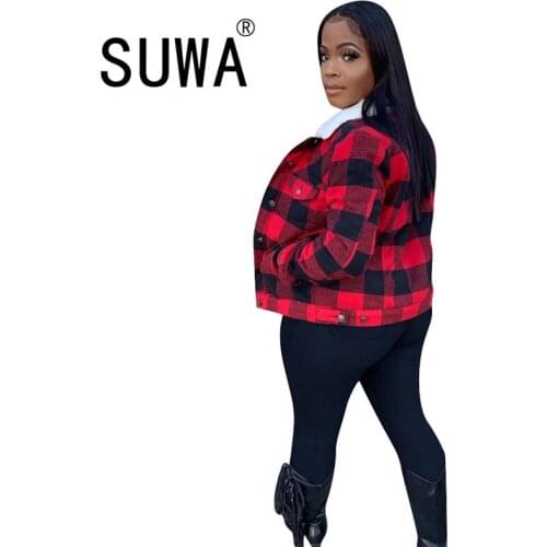 Women Autumn Winter Wear Fashion Plaid Coat Long Sleeve Turn-Down Collar Button Cotton Liner Tops Vintage Pockets Chic Outerwear