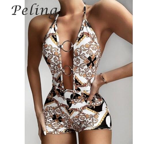 2021 New Summer Women Leopard Swimsuits Bathing Hollow Out Backless Bodysuits Beachwear Lace Up Sexy One Peice Women Swimwear