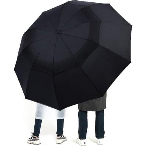 Large Folding Women Umbrella Rain Men Double layer Big Travel Umbrella Waterproof Male Parasol for 3-4 people 125CM Diameter