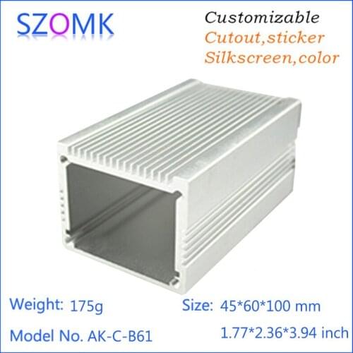 10 pcs, 45*60*100mm hot selling diy aluminum amplifier electronics box power supply extrusion aluminum enclosure project case