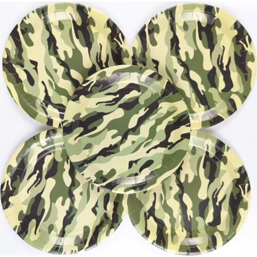 10pcs/lot Camouflage Theme Plates Kids Boys Favors Dishes Baby Shower Decoration Happy Birthday Events Party Tableware Supplies