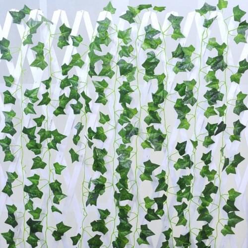 12pc Leaf 2.1m/pcs Home Decor Artificial Ivy Leaf Garland Plants Vine Fake Foliage Flowers Creeper Green Ivy Garden Wall Decor
