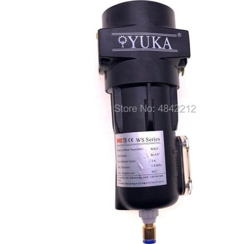 Free shipping YUKA black water air separator WS15(2.4m3/min) with Rc1" / WS25(3.6m3/min) with Rc3/4"