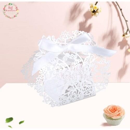 50pcs Laser Cut Lace Flower Candy Box Wedding Party Chocolate Paperboard Box Birthday Party Decoration Wedding Favor Supplies