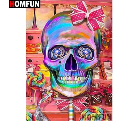 HOMFUN Full Square/Round Drill 5D DIY Diamond Painting "skull" Embroidery Cross Stitch 5D Home Decor A07423