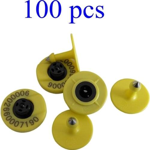 100Pcs Cattle TPU Ear Tags Goat Sheep id RFID 134.2Khz Laser printing Copper Head Earrings Farm Animal Identification Card