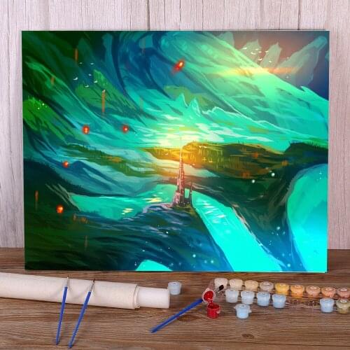 Scenery Lights Out There DIY Paint By Numbers Set Acrylic Paints 40*50 Oil Painting Home Decoration Crafts For Handicraft