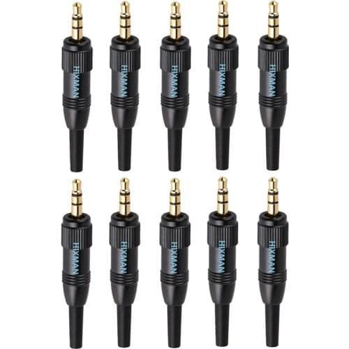 DIY 10pcs New 3.5mm 1/8‘’ Stereo Screw locking Audio Lock Connector for Sennheiser Sony Nady Audio2000S Mic Spare Plug Adapter