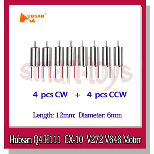 8Pcs Hubsan H111 Q4 Motor Engine for Hubsan Q4 H111 WLtoys V646 V676 CX-10 motor Quadcopter parts
