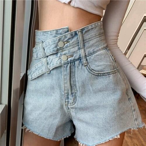 Denim Shorts High Waist Womens Clothes Slim 2021 Summer New Casual Multi-size Design A-line Wide Leg Pants Short Jeans