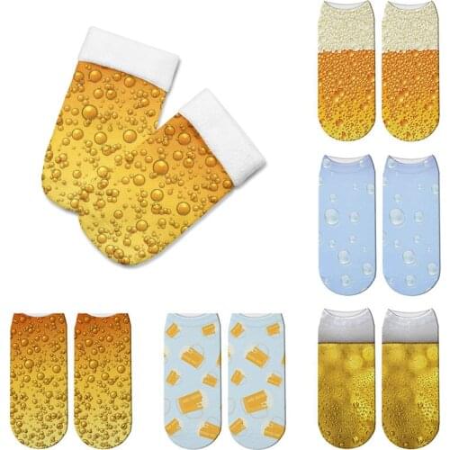 Cartoon Beer Printed Cotton Socks Men Women Casual Harajuku Happy Funny Socks Comfortable Creative High Quality Socks calcetines