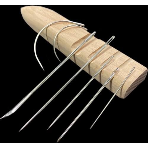 MIUSIE 7pcs/Set Leathercraft DIY Leather Hand Repair Curved Sewing Needles Leather fur Stainless Steel Pin Stitch Needlework Kit