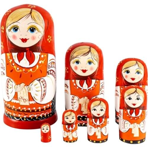 J60B 10PCS Russian Dolls Colorful Nesting Doll Set Hand Painted Toy Home Decoration Peg Doll Craft for House Decor Pen Holder
