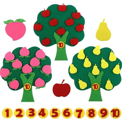 3-Piece Set Felt Tree Digital Arithmetic Toy ChildrenS Educational DIY Desktop Matching Learning Math Early Education Toy Gift