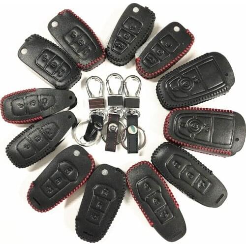 Leather Car key Case Cover For Ford EDGE Explorer Expedition EVOS START C-MAX S-MAX B-MAX Galaxy