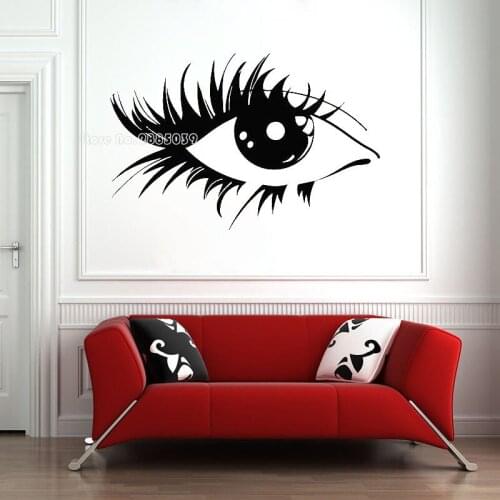 Beauty Salon Wall Decor Window Vinyl Wall Sticker Beautiful Eyelashes Wall Decal Sexy Eye Logo Wall Decals Girl Art Gift LL412