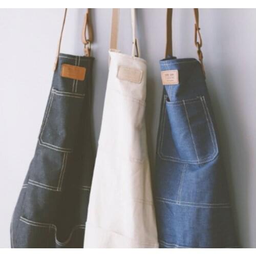 SenYue Denim Kitchen Cooking Apron with Adjustable Strap Barista Men and Women Homewear Custom logo