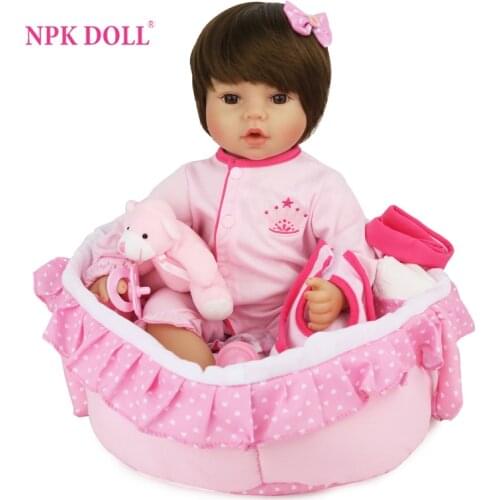NPKDOLL 16 inch Baby Reborn Doll Clothes Body Stuffed Realistic Baby Lovely Soft Vinyl Surprise Christmas Gift Kids Lol