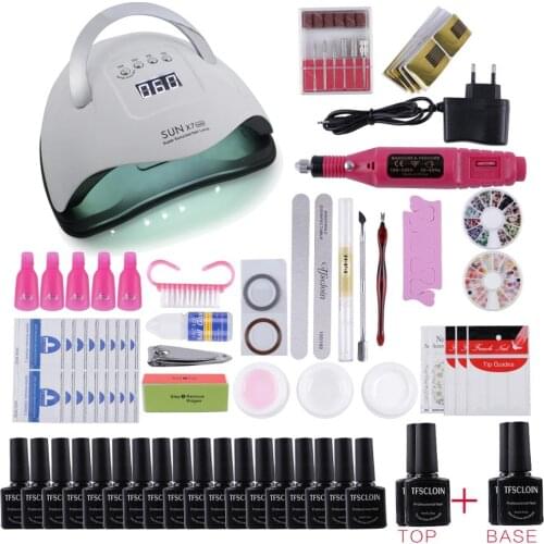 Nail Set for Manicure 54W Nail Lamp with 12/22 Kind Nail Gel Polish Kit Electric Nail Drill Pen Acrylic Nail Art Design Tool Set