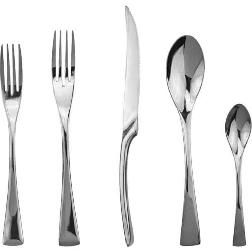 Silver 5Pcs/Set Dinnerware Cutlery Set Knife Fork Spoon Dessert Fork Teaspoon Set Stainless Steel Dropshipping