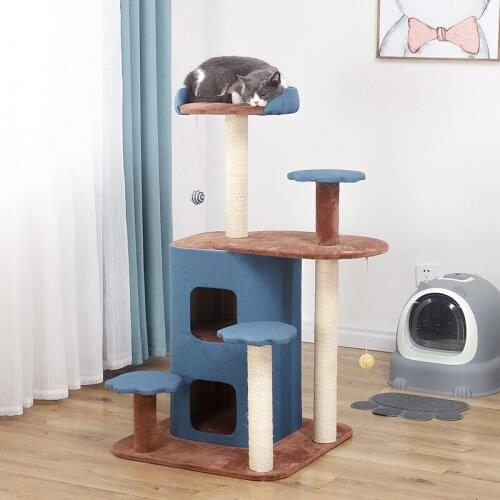 New Cat Climbing Frame Sisal Solid Wood Multifunctional Cat Scratching Post Cat Litter Cat Scratching Board Cat Jumping Platform