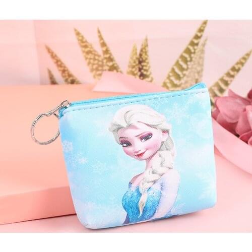 New Disney cute cartoon frozen elsa Anna princess coin bag Childrens hand snack bag PU bag storage purse coin