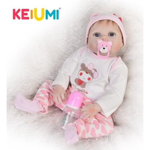KEIUMI Adorable 23Inch Reborn Baby Girl 57 cm Full Silicone Reborn Dolls Babies Washable Bebe Doll Toys For Kids Birthday Gifts