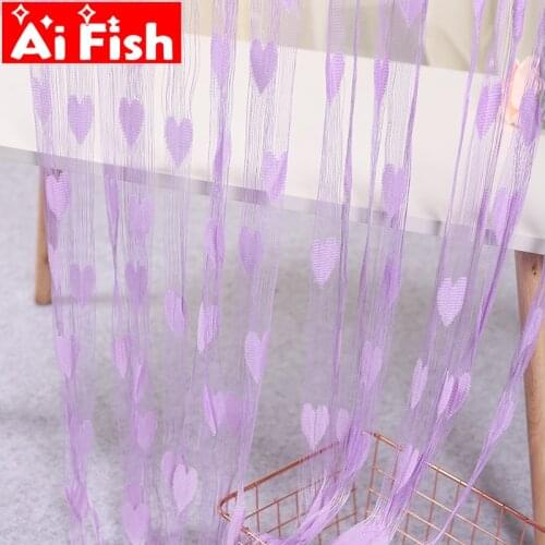 Festive wedding home door decoration heart line living curtains room ready made 1m * 2m short Partition window curtains wp240-50
