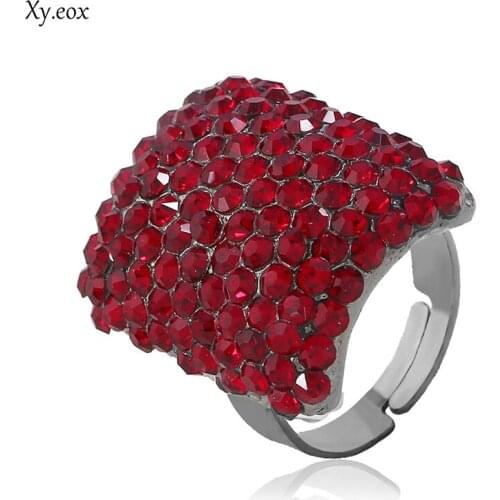 Adjustable opening Women Bridal Wedding Crystal Rhinestone Stretch Ring Lovely Girl Party Rings