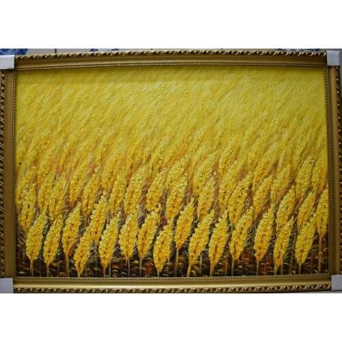 Hand Painted Abstract Landscape Oil Painting on Canvas Wheat Landscape Canvas Painting Wall Art Picture Painting for Home Decor