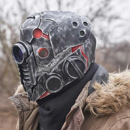 Punk Masque Helmet Halloween Cosplay Natural Latex Full Head Mask Steampunk Robot Masque Headgear Halloween Costume Props