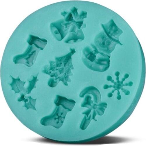 Silicone Christmas Fondant Mold Santa Claus Snowman Christmas Tree Snow Cake Decoration Baking Chocolate Biscuit Mold E813