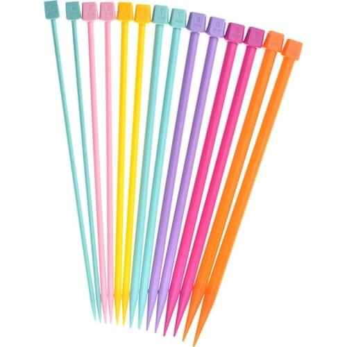 7 Pairs 4.0mm-10.0mm Knitting Needles Plastic 25cm Single Pointed Yarn Weave Knitting Needles Hook DIY Knitted Tool for Scarf