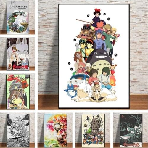 Studio Ghibli Anime Spirited Away Totoro Canvas Painting Wall Art Pictures Cartoon HD Quality Art Posters and Prints Home Decor