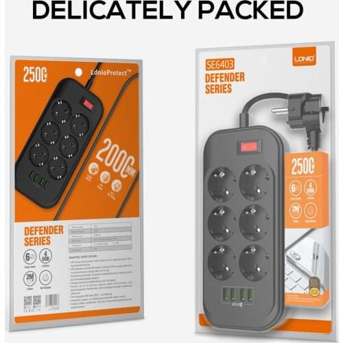 EU Smart Power Strip Socket 4 USB 6 AC Outlets Wall Charger Adapter for Home Office Phone Charger Multiple Power Socket