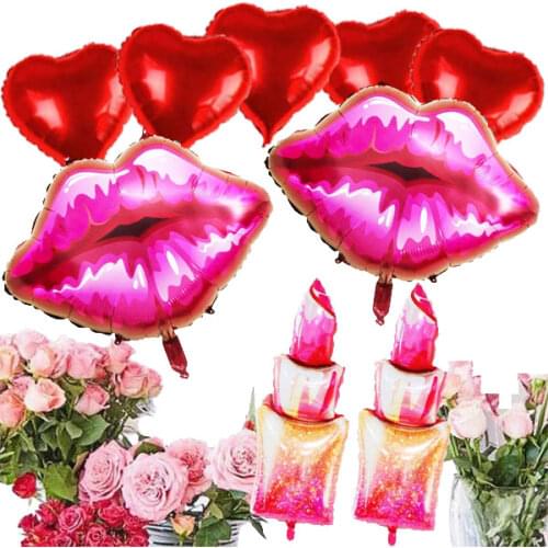 Red Kiss Lips Balloons 30 inch, Foil Heart Balloons Red Lipstick Makeup Balloons Mylar Balloon for Valentine 'Day Wedding