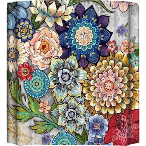 Bohemian Big Flower Series 3D Digital Printing Polyester Waterproof Shower Curtain