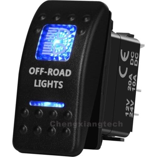 WATERPROOF IP66 Marine Grade Car Boat RV 12v/24v Blue Led 5 Pins ON OFF SPST OFF ROAD LIGHTS Rocker Switch