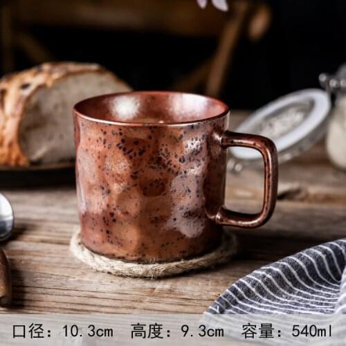 Japanese retro teacup creative nostalgic latte coffee afternoon tea cup handmade American ceramic mug 520ml