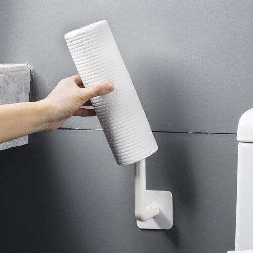 1pair Wall Mount Adhesive Toilet Paper Holder WC Kitchen Roll Holders Towel Tissue Storage Rack Organizer Bathroom Tissue Hangin