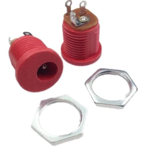 20Pcs DC-022 5.5-2.1 / 5.5 x 2.1mm DC Power Socket/ DC Connector Panel Mounting DC022 Red