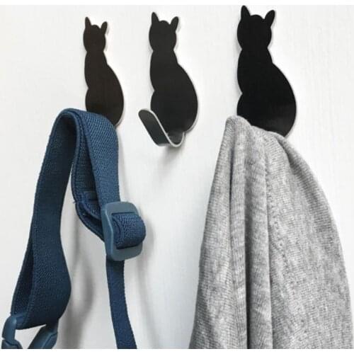 2pcs Cat Tail Shaped Decorative Stainless Steel Wall Door Clothes Coat Key Hanger Hook Rack F19B