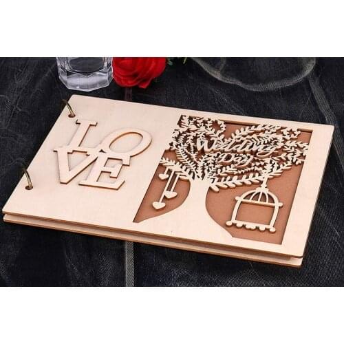 2pcs / lot Wedding Guest Book, Modern Minimalist Hardcover Wood Cover Guest Sign-in Book, Baby Shower Guest Book