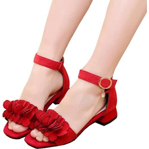 2020 Teens Flowers Kids Princess Shoes For big Girls Sandals Student sandals for Wedding And Party Dance chaussure fille 4T-16T