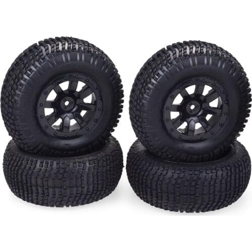 4Pcs Short Course Tires Tyre & Wheel Rims for 1/10 RC Terrain Truck Traxxas Slash VKAR HPI HSP RC Car Upgrade Parts