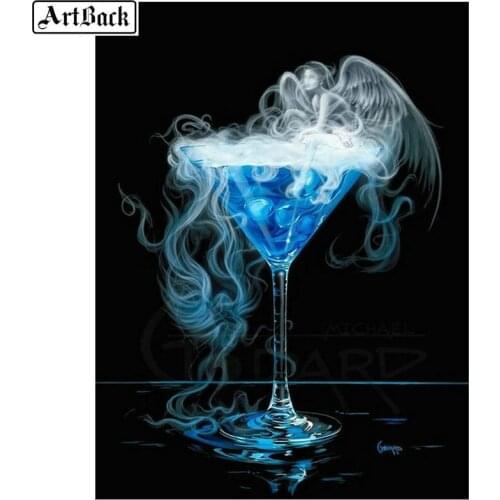 5d diy diamond painting blue wine glass full square diamond mosaic embroidery home decoration sticker 30x40cm
